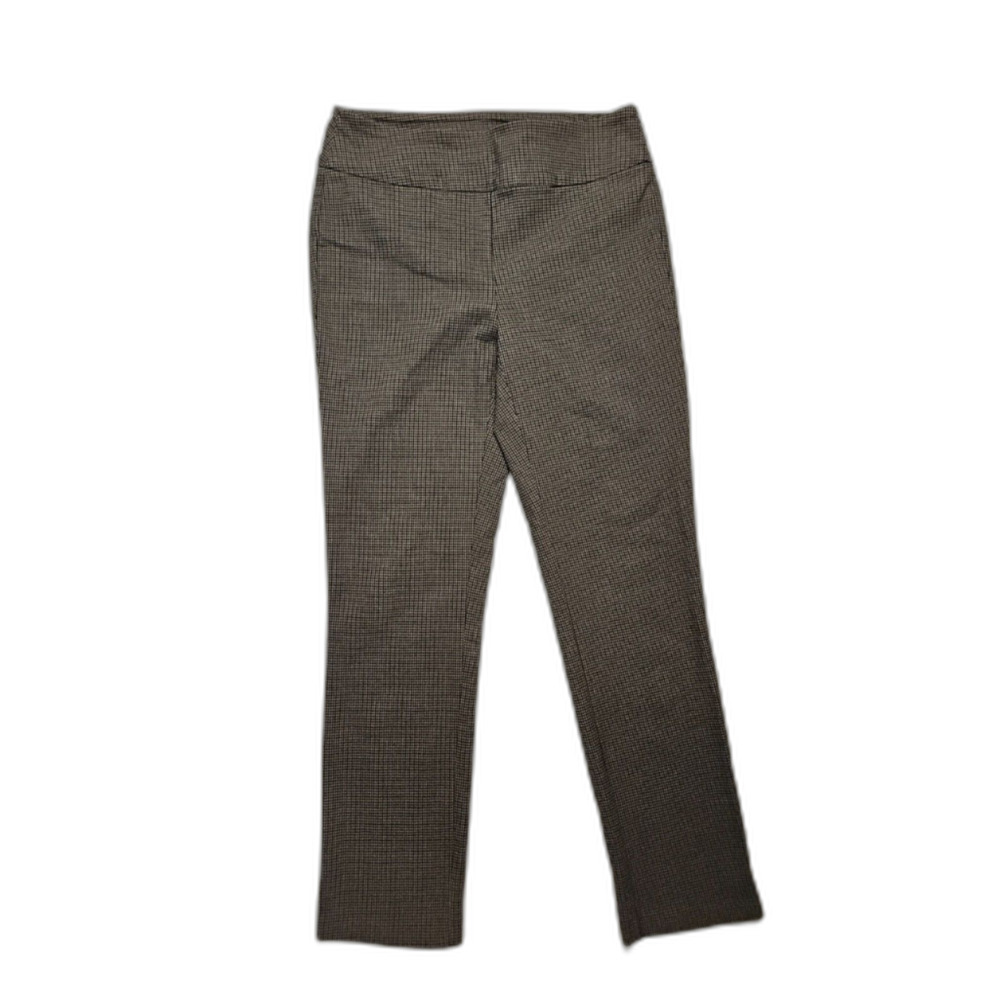 Tribal Pull On Pants 4 Houndstooth Plaid Stretch Ankle Career Crop Trousers